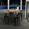 Industriële set met 4 barkrukken en een tafel 60x60 cm Mason Steel Top Keuze