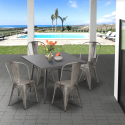 Industriële set met 4 vintage stijl stoelen en tafel 80x80 cm State Voorraad