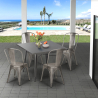 Industriële set met 4 vintage stijl stoelen en tafel 80x80 cm State Voorraad