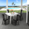 Industriële set met 4 vintage stijl stoelen en tafel 80x80 cm State White Voorraad