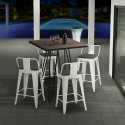 Industriële set met 4 barkrukken en een tafel 60x60 cm Mason Noix Steel Top Keuze