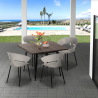 Set met vierkante tafel 80x80 cm en 4 stoelen in modern industrieel design Reeve Black Voorraad