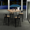 Industriële set met 4 barkrukken en een tafel 60x60 cm Mason Steel Top Light Kortingen