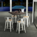 Industriële set met 4 barkrukken en een tafel 60x60 cm Mason Noix Steel Top Light Kortingen