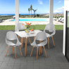 Set van witte vierkante tafel 80x80cm en 4 stoelen in Scandinavisch design Dax Light Korting