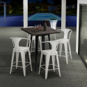Industriële set met hoge tafel 60x60 cm en 4 barkrukken Bruck Black Voorraad