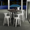 Industriële set met hoge tafel 60x60 cm en 4 barkrukken Bruck Black Voorraad