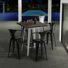 Industriële set met hoge tafel 60x60 cm en 4 barkrukken Bruck White Voorraad
