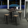 Industriële set met hoge bartafel 60x60 cm en 4 barkrukken Bent Black Aanbod
