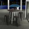 Industriële set met hoge bartafel 60x60 cm en 4 barkrukken Bent White Aanbod