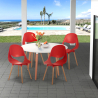 Conjunto mesa branca redonda 100x100cm design escandinavo 4 cadeiras Midlan Light Korting