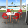 Set van 100 cm ronde witte tafel en 4 stoelen in Scandinavisch design Midlan Light Korting