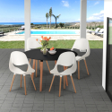 Set van 100 cm ronde zwarte tafel en 4 stoelen in Scandinavisch design Midlan Dark Korting