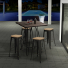 Industriële set met 4 barkrukken en hoge tafel 60x60 cm Oudin Noix Aanbod
