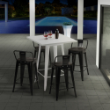 Set met hoge witte metalen tafel 60x60 cm en 4 barkrukken Buch White Keuze