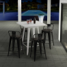 Set met hoge witte metalen tafel 60x60 cm en 4 barkrukken Buch White Keuze