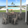 Set van 4 vintage stijl stoelen en industriële keukentafel 80x80 cm Hedges Dark Voorraad