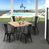 Set van 4 vintage stijl stoelen en industriële keukentafel 80x80 cm Hedges Light Voorraad