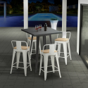 Industriële metalen set met tafel 60x60 cm en 4 barkrukken Bucket Steel Kortingen