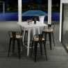 Industriële set met witte tafel 60x60 cm en 4 barkrukken Bucket Steel White Kortingen