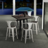 Industriële set met hoge tafel 60x60 cm en 4 barkrukken van metaal en hout Bruck Wood Black Keuze