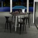 Set met industriële hoge tafel 60x60 cm en 4 barkrukken Bruck Wood White Keuze