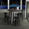 Set met industriële hoge tafel 60x60 cm en 4 barkrukken Bruck Wood White Keuze