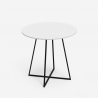 Ronde eettafel wit tafelblad en zwart metalen poten 80 cm Marmor Verkoop