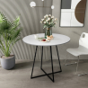 Ronde eettafel wit tafelblad en zwart metalen poten 80 cm Marmor Aanbieding