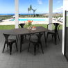 Set met industrieel design tafel 120x60 cm en 4 stoelen Caster Voorraad