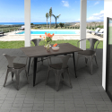 Set met industrieel design tafel 120x60 cm en 4 stoelen Caster Wood Keuze