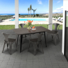 Set met industrieel design tafel 120x60 cm en 4 stoelen Caster Wood Keuze