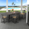 Set van 4 stoelen en industriële tafel 120x60 cm van hout en staal Caster Top Light Kortingen