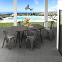 Set met houten tafel 120x60 cm en 4 stoelen in industriële stijl Wismar Voorraad