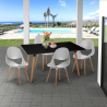 Set 4 stoelen Scandinavisch design rechthoekige tafel 80x120cm Flocs Dark Korting