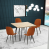 Conjunto 4 cadeiras design pele sintética mesa madeira metal 80x80cm Wright Light Kortingen