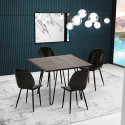 Conjunto bar cozinha mesa 80x80cm industrial 4 cadeiras design pele sintética Wright Dark Kortingen