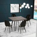 Industriële set met tafel 80x80 cm met 4 kunstleren design stoelen Wright Dark Kortingen