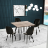 Conjunto mesa cozinha 80x80cm industrial 4 cadeiras design pele sintética Wright Kortingen