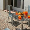 Stalen tafel met rond opklapbaar blad van 70 cm voor binnen en buiten Skladan Verkoop
