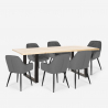 Set van 6 fluwelen design stoelen en tafel in industriële stijl 180x80 cm Samsara L2 Catalogus