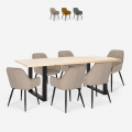 Set van 6 fluwelen design stoelen en tafel in industriële stijl 180x80 cm Samsara L1 Aanbieding