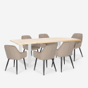 Set van 6 fluwelen design stoelen en tafel in industriële stijl 180x80 cm Samsara L3 Kortingen