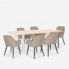 Set van 6 fluwelen design stoelen en tafel in industriële stijl 180x80 cm Samsara L3 Kortingen