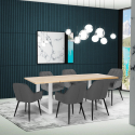 Set van 6 fluwelen design stoelen en tafel in industriële stijl 180x80 cm Samsara L3 Korting