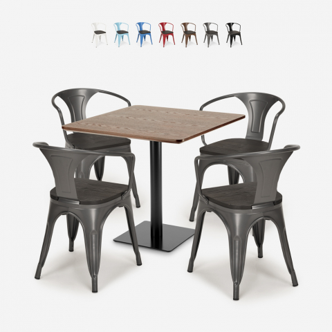 set bartafel restaurants horeca 90x90cm 4 stoelen Lix burke Aanbieding