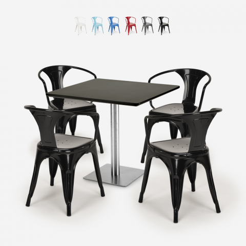 Horeca salontafel set bar keuken restaurants 90x90cm 4 stoelen Tolix Heavy Aanbieding