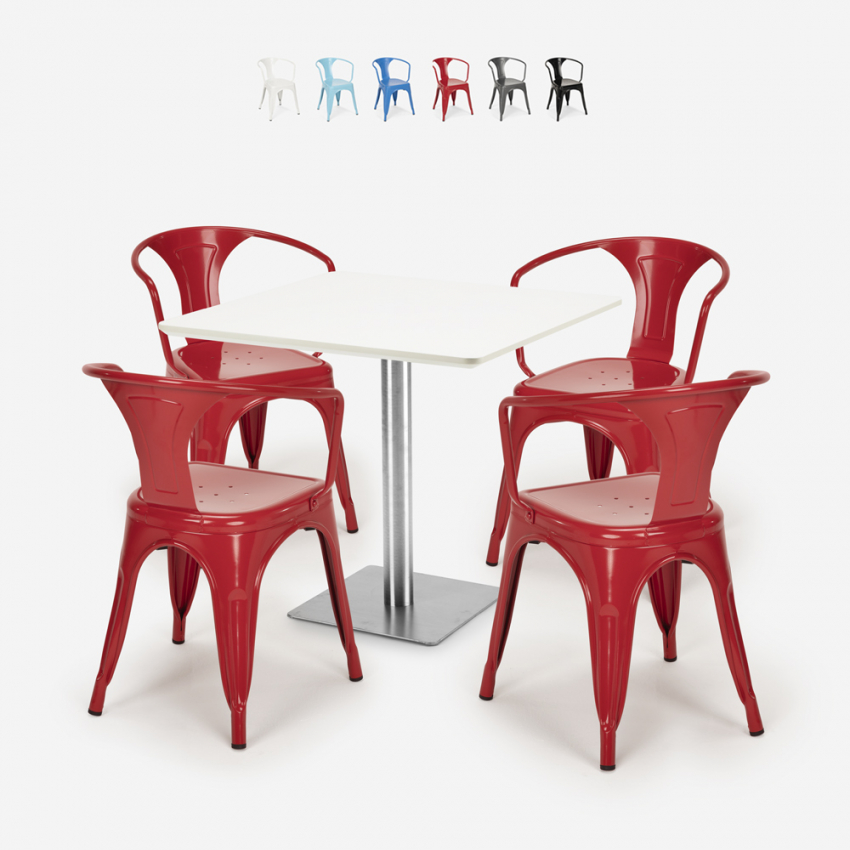 Horeca set met tafel 90x90 cm en 4 stoelen Heavy White Catalogus