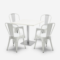 set 4 stoelen Lix bar restaurants salontafel horeca 90x90cm wit just white Afmetingen