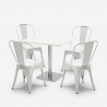 Horeca set met tafel 90x90 cm en 4 stoelen Just White Afmetingen